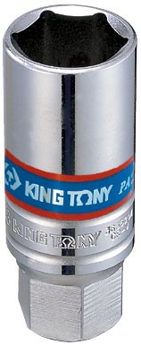 Головка свечная шестигранная 3/8', 21 мм, L = 70 мм, резиновый фиксатор KING TONY 363521
