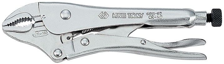 Зажим с фиксатором 180 мм, с закругленными губками KING TONY 6011-07R