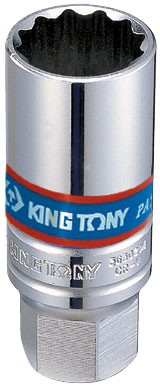 Головка свечная двенадцатигранная 3/8', 18 мм, пружинный фиксатор KING TONY 36A018