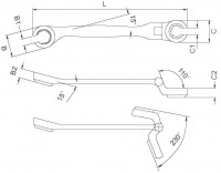 Ключ разрезной  с полукарданом 6х6 мм AWT-FXF0606