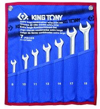 Набор комбинированных удлиненных ключей, 8-19 мм, чехол из теторона, 7 предметов KING TONY 12C7MRN