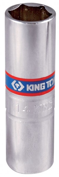 Головка свечная шестигранная 3/8', 14 мм, пружинный фиксатор KING TONY 36A514