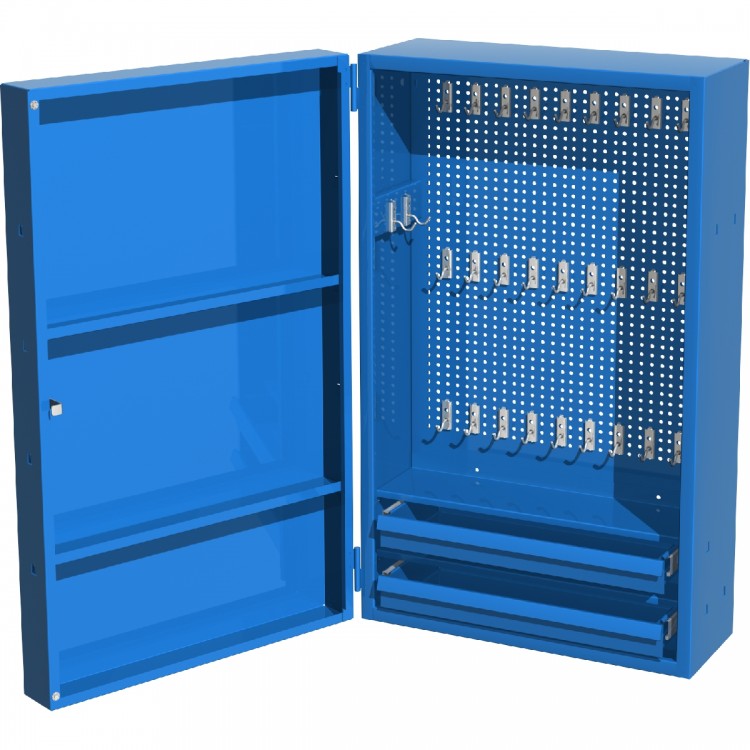 Шкаф инструментальный навесной с двумя ящиками и комплектом крючков для инструмента  03.002S_5015
