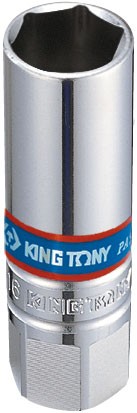 Головка свечная шестигранная 3/8', 16 мм, L = 70 мм, резиновый фиксатор KING TONY 363516