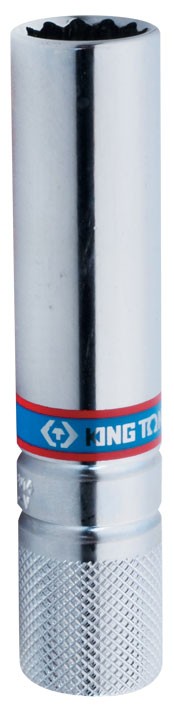 Головка свечная двенадцатигранная 3/8', 14 мм, L = 113 мм, резиновый фиксатор KING TONY 36C014